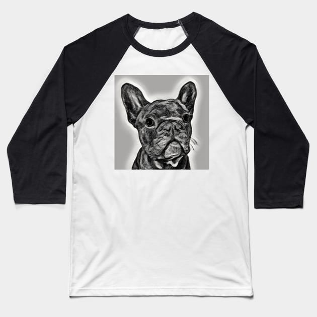 French Bulldog - cute little hand drawn Frenchie Baseball T-Shirt by LizTodd